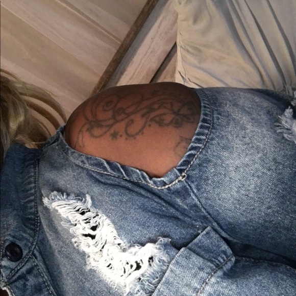 Denim blue jean button up shirt - Picture 4 of 5